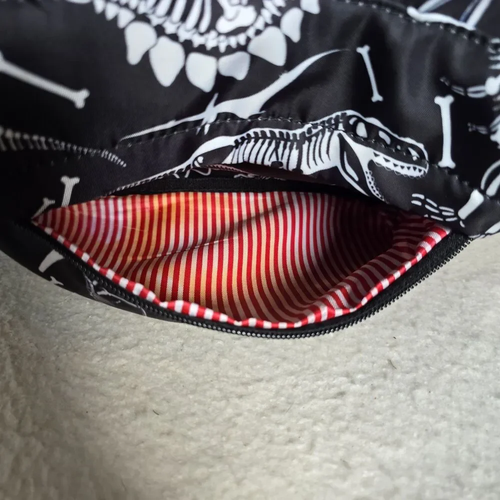 Black Backpack White T-Rex Dinosaur Skeleton Pattern And Matching Lunchbox